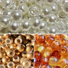 10mm/穴5mm パールビーズ 50個(パールホワイト)大穴