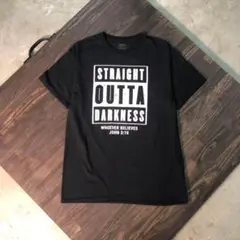 7SM1【JERZEES】フロントプリント　Tシャツ　黒　M 古着