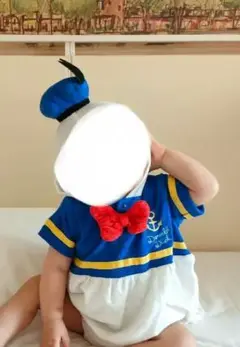 ドナルドダック フード付きロンパース