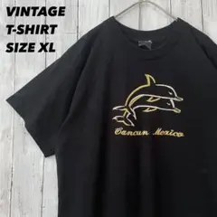 ヴィンテージ古着CARIBBEAN イルカドルフィン刺繍ロゴTシャツ　サイズXL