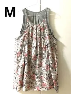 【美品】archives 花柄リバーシブル　ノースリーブワンピース　M