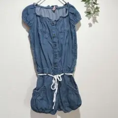 【ニコルクラブ】デニムロンパース 150cm 半袖 バルーンパンツデニム