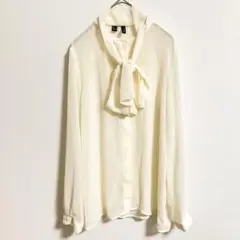 【MANGO】ボウタイ シフォンシャツ アイボリー Mサイズ