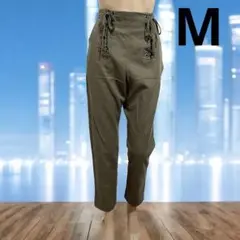 オリーブ レースアップウエスト パンツ ミリタリー ストリートダンス サルエル