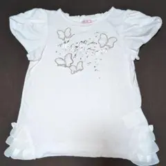 120★メゾピアノ★ちょうちょアップリケ付き！プリントＴシャツ★