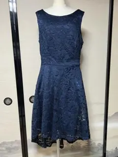 DRESS TELLSネイビー レース ノースリーブ ひざ丈ワンピースXLサイズ