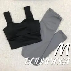 ブラック×グレーM スポーツブラトップu0026レギンス 上下2点セット ヨガウェア