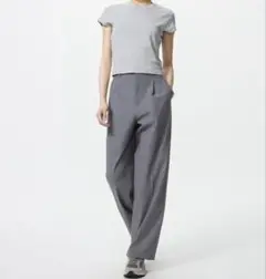 タックワイドパンツ　丈長め　UNIQLO