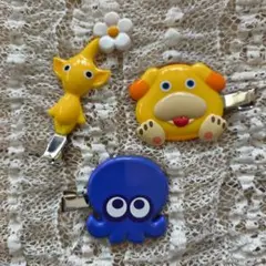 ヘアクリップ　ピクミン　スプラトゥーン