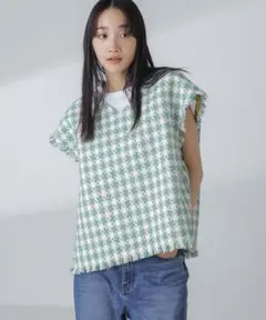 ナノユニバース　ラメファンシーツイード ショートジレ