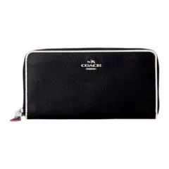 新品✨ COACH 長財布 ブラック×シルバー 本革 大容量 メンズ レディース