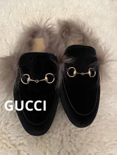 GUCCI スリッポン ファー サンダル ベロア
