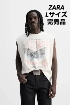 ZARA ザラ ウォッシュ加工プリント入りタンクトップ Mサイズ　完売品