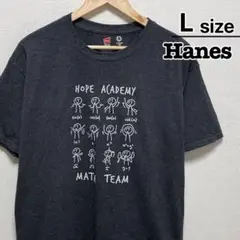 Hanes　Tシャツ　L　ダークグレー　プリント　イラスト　数学　USA古着