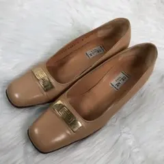 正規品 ✨良品✨ CELINE レザー パンプス プレート ロゴ