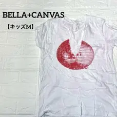BELLA+CANVAS 【キッズM】ディスコプリントTシャツ 白 赤ロゴ入り