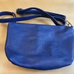 青色 レザー風 ショルダーバッグ