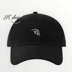 RH キャップ 刺繍ロゴ ブラック ベースボールキャップ 帽子 ユニセックス