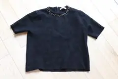 ZARA 黒 半袖ニットトップス
