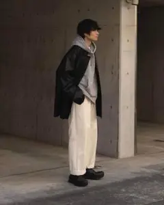 stein WIDE STRAIGHT TROUSERS / OFF / S