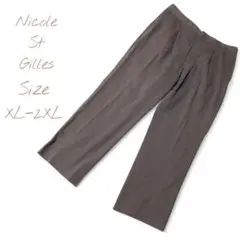 Nicole St Gilles スラックスパンツ ダークブラウン XL-3XL