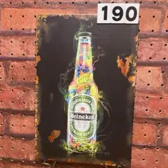 Heineken ハイネケン 瓶《190》ブリキ 看板 レトロ風 ☻