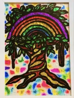 開運絵画沖縄ステンドグラスガラス絵の具アート龍神幸運ハンドメイド絵画犬猫風景画