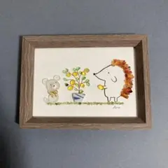 シーグラスアート　ハリネズミからシロクマさんへ　レモンをどうぞ