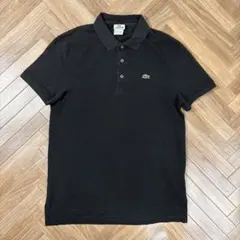 ラコステ半袖鹿の子ポロシャツ LACOSTE 黒 サイズ5 L ブラック無地