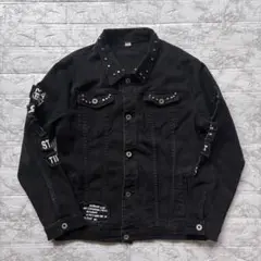 デニムジャケット ブラック ストリート ギミック スタッズ ワッペン XXXL