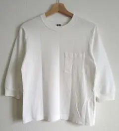 ユニクロ　クルーネックTシャツ　ポケット付　150　袖丈直しあり　⑨