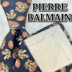 PIERRE BALMAIN ピエールバルマン 総柄 紺色 高級シルク 0132