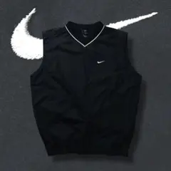 00s NIKE ナイロンベスト プルオーバー ブラック 刺繍ロゴ y2k