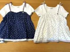プティマイン　ドットドッキングTシャツ 2枚セット