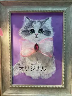 ミヌエット　アクセサリー付き額付きアクリル画