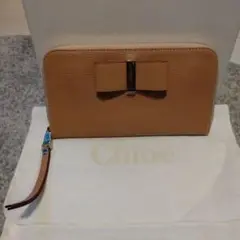 ※新品・未使用【Chloe】レザーボウ ラウンドファスナー長財布(ピンク)
