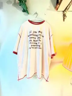 オーバーサイズ メッセージプリント Tシャツ　古着　　　　ゆるだぼ