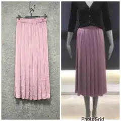 【美品】セオリー プリーツスカート ロングスカート サテン生地 バイオレット　S