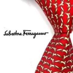 ◆美品◆ Salvatore Ferragamo ネクタイ オレンジ色 狐柄