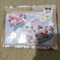 ウサギと花のコラージュ封筒＆コラージュ見開きファイル2個セット