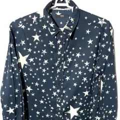 ヴィンテージ S M 長袖 総柄 柄 星柄 シャツ