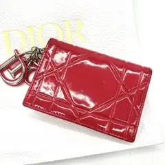 【超美品】 ディオール LADY DIOR カードケース チャーム付き 名刺入れ