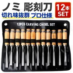 彫刻刀 ノミ 12本 セット 木製柄 篆刻刀 クラフト カービングナイフ 大工