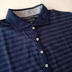 新品！未使用！VILLAND ネイビー ストライプ ポロシャツ 半袖 LLサイズ