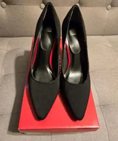 ファブリックハイヒール　パンプス　ブラック　Lサイズ(24cm)