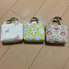 ミニミニトートバッグ　3個セット　緑系