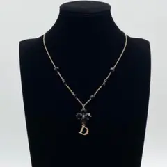 【超美品・希少】ディオール レディース ネックレス ペンダント クローバー 黒