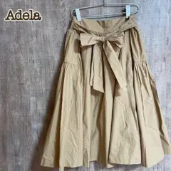 Adela アデラ プリーツスカート キャメル リボン