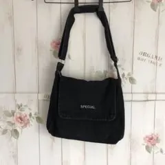 未使用 ブラックデニムショルダーバッグ