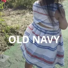 OLD NAVY ボーダー 背中開き ノースリーブ フレアワンピース 女の子